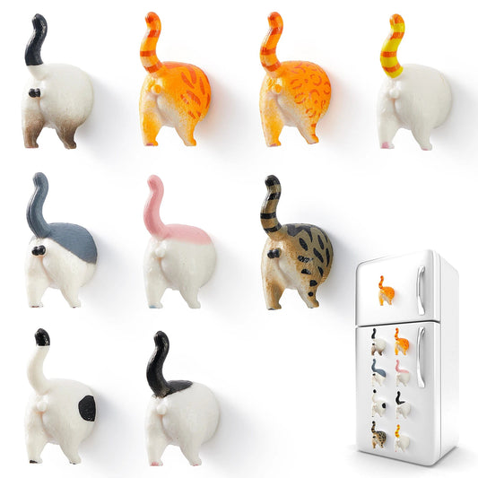 9 piece cat butt fridge magnet set for cat lovers