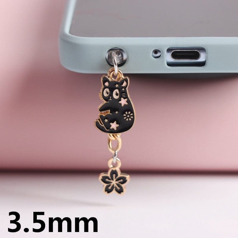 Phone charms with cat design for dust prevention