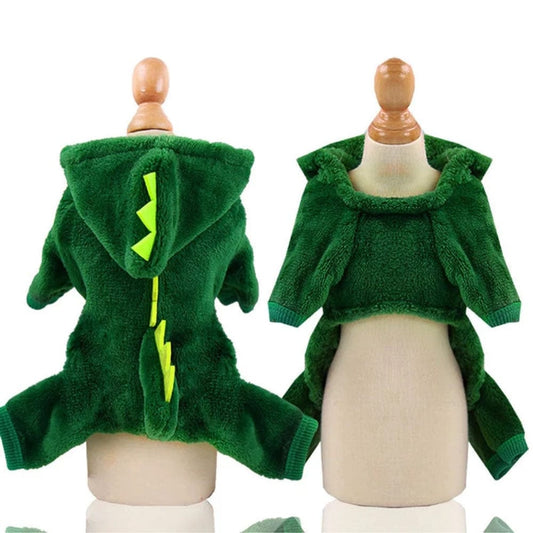 Feline dinosaur costume with cozy coat