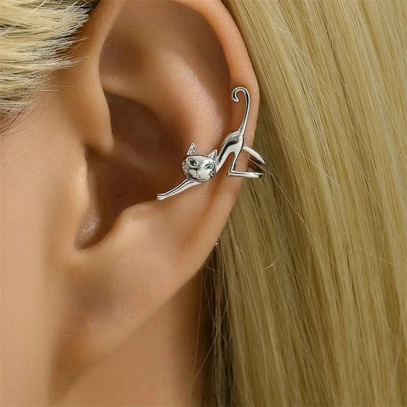 Durable zinc alloy funky cat clip-on earrings design