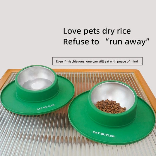 Non-slip Anti-spill Cat Bowl - Ergonomic 15-degree tilted cat bowl for neck protection