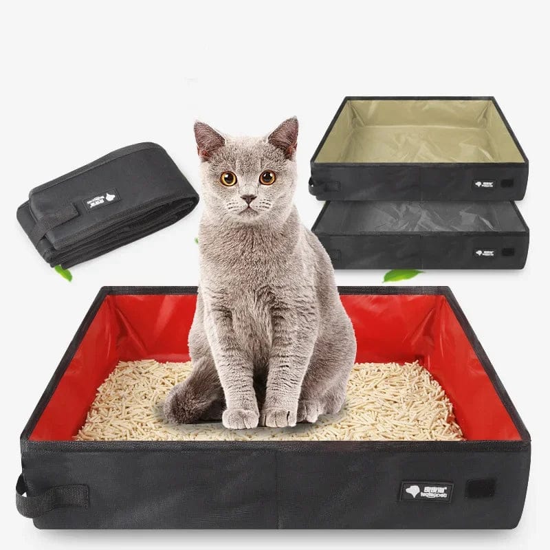 Foldable waterproof portable cat litter box for travel