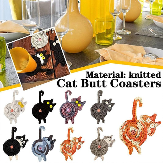 Funny Cat Paw Coasters – Assorted Handmade Designs Set