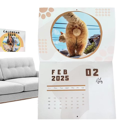 Funny cat-themed wall calendar 2025