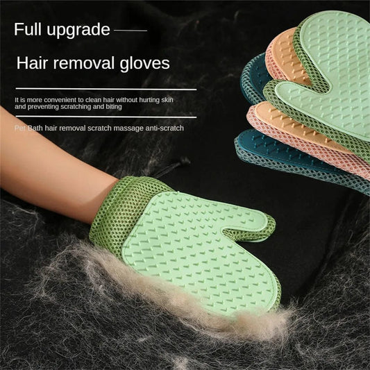 Gentle cat grooming glove with fur remover