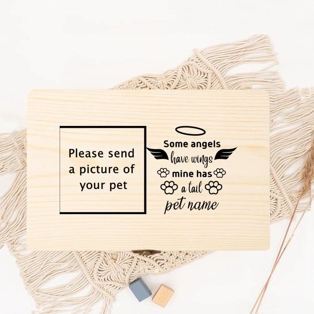High-quality wooden cat memorial box with personalized lid