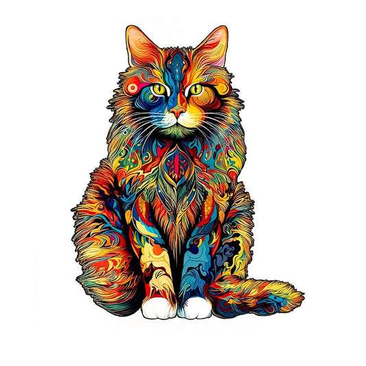 High-quality wooden sitting cat jigsaw puzzle for adult