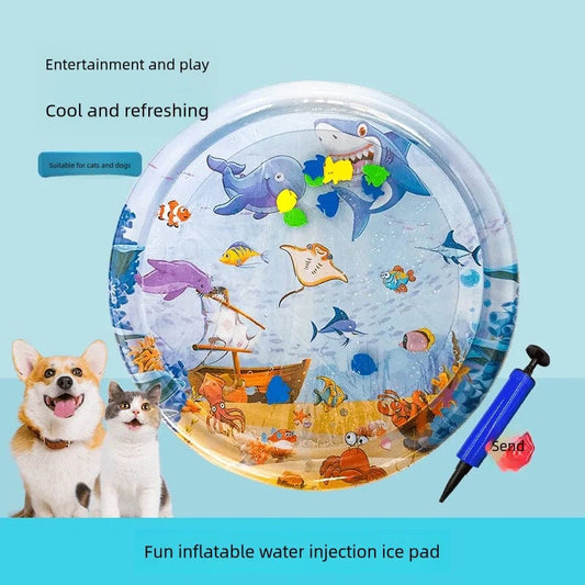 Interactive cat summer water bed with simulation fish