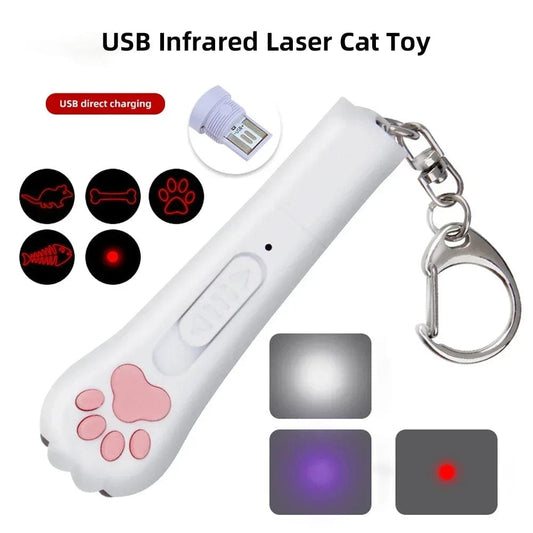 Interactive multi-functional cat paw keychain for indoor play