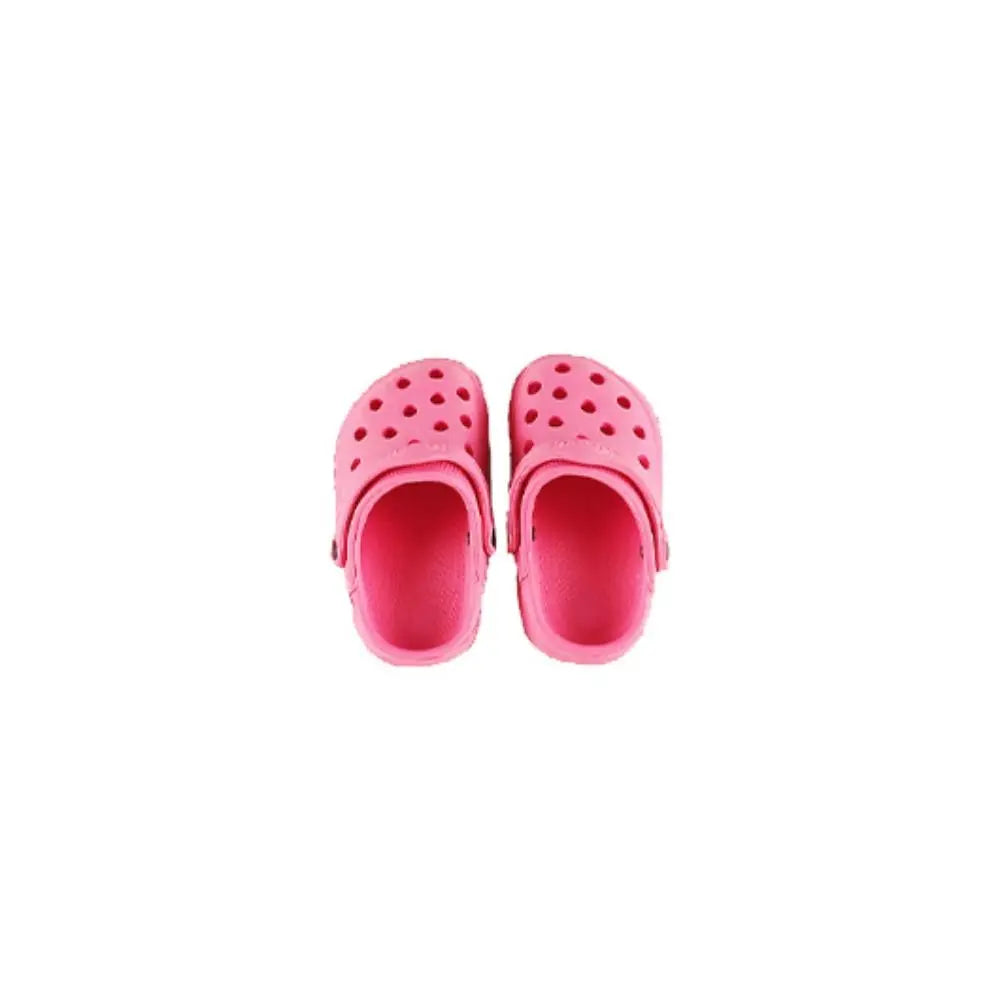Pair of pink pet's clogs on a white background