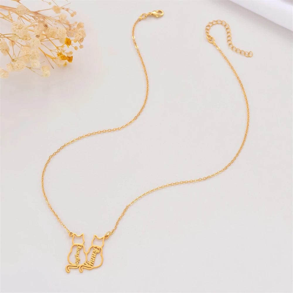 Personalized necklace for cat lovers with multiple names