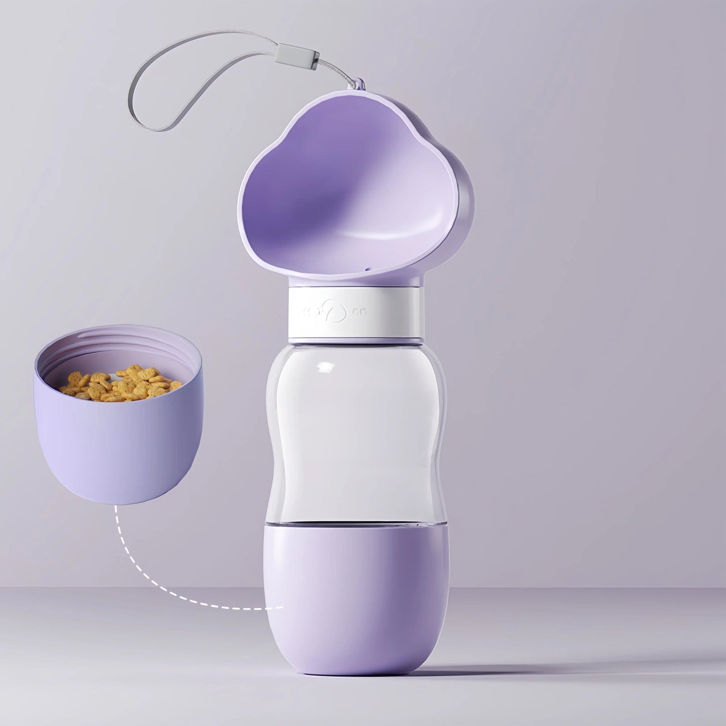 Portable cat water bottle with built-in food bowl