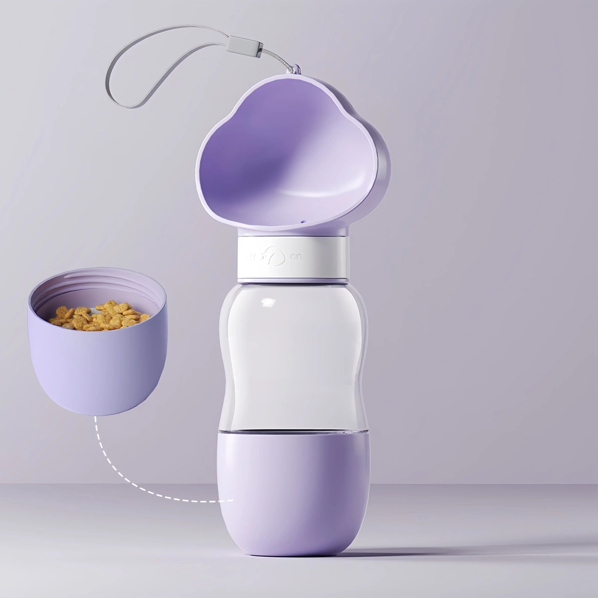 Portable cat water bottle with built-in food bowl