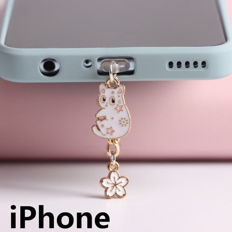 Cat-themed phone decoration with dust protection