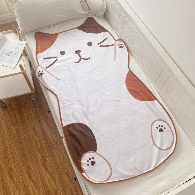 Cozy cat print flannel blanket for one person
