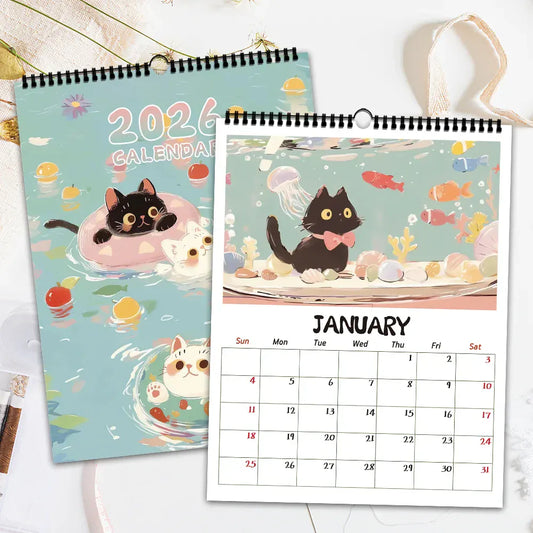 2026 Adorable Healing Black Cat Calendar
