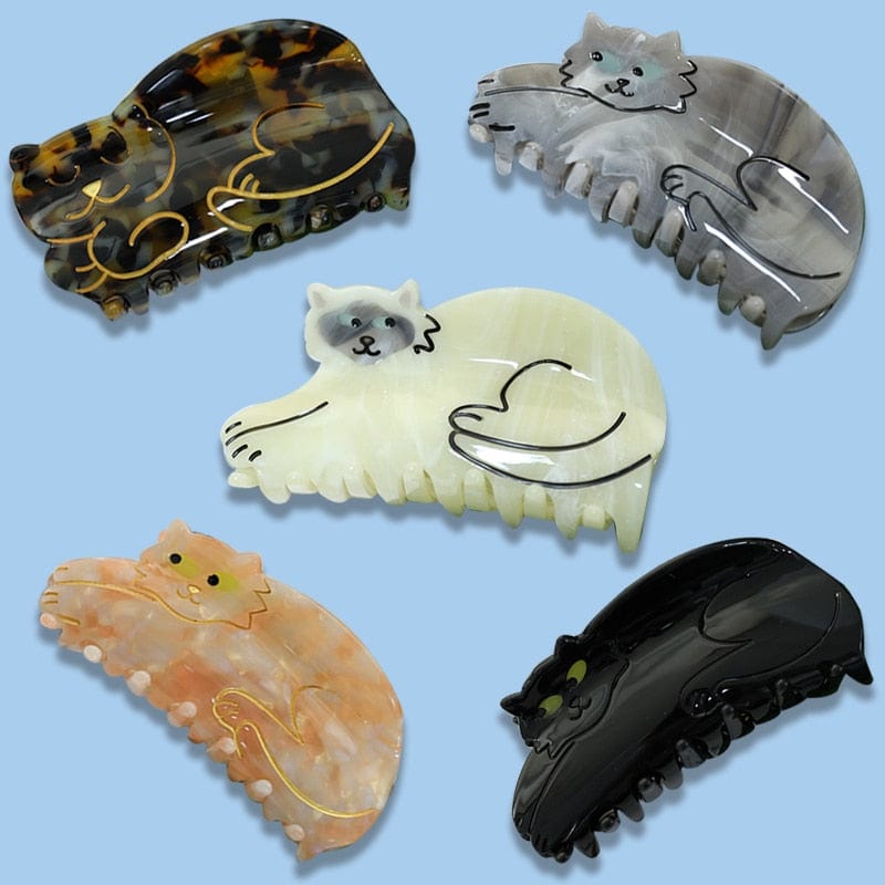 Cat-shaped acrylic claw clips for fashionable looks
