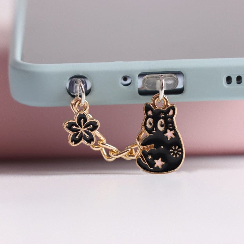 Cat-shaped phone decoration to keep out dust