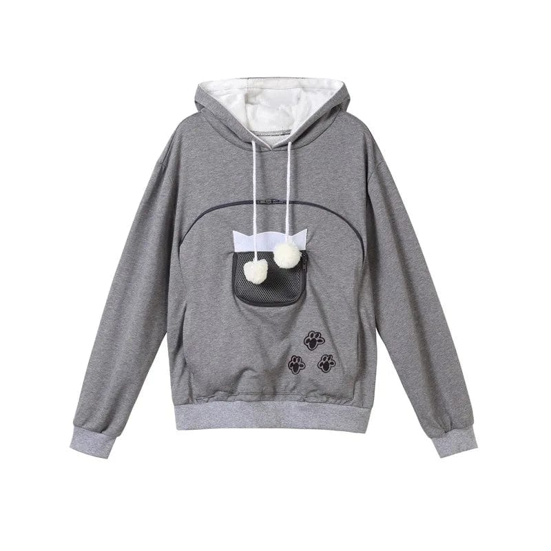 Pullover Mesh Pocket Cat Hoodie