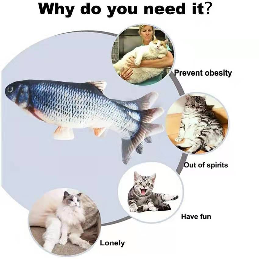 Electric fish toy for stimulating cat play