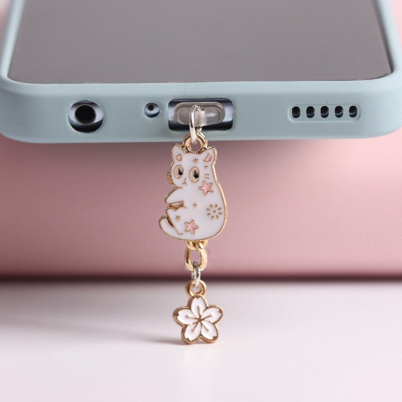 Phone dust protection charms shaped like cats