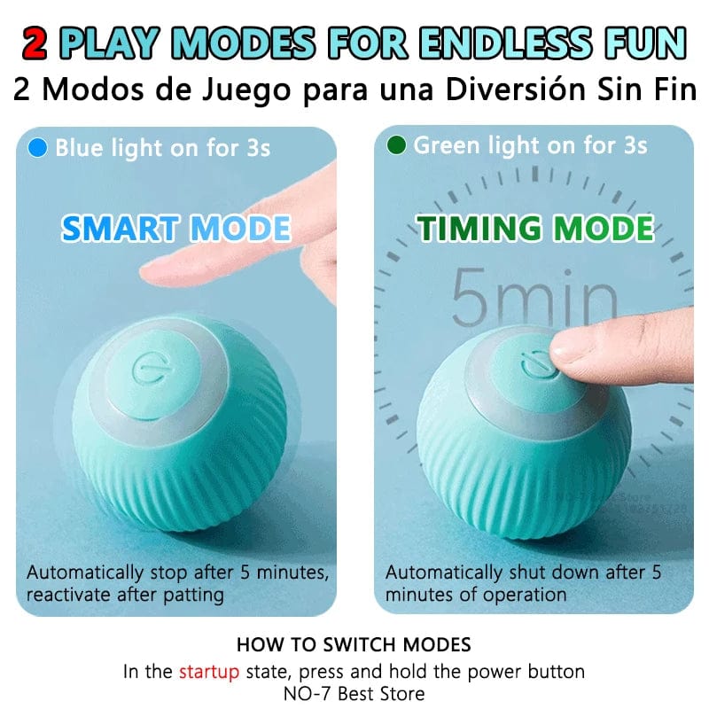 Smart cat ball that changes direction on impact