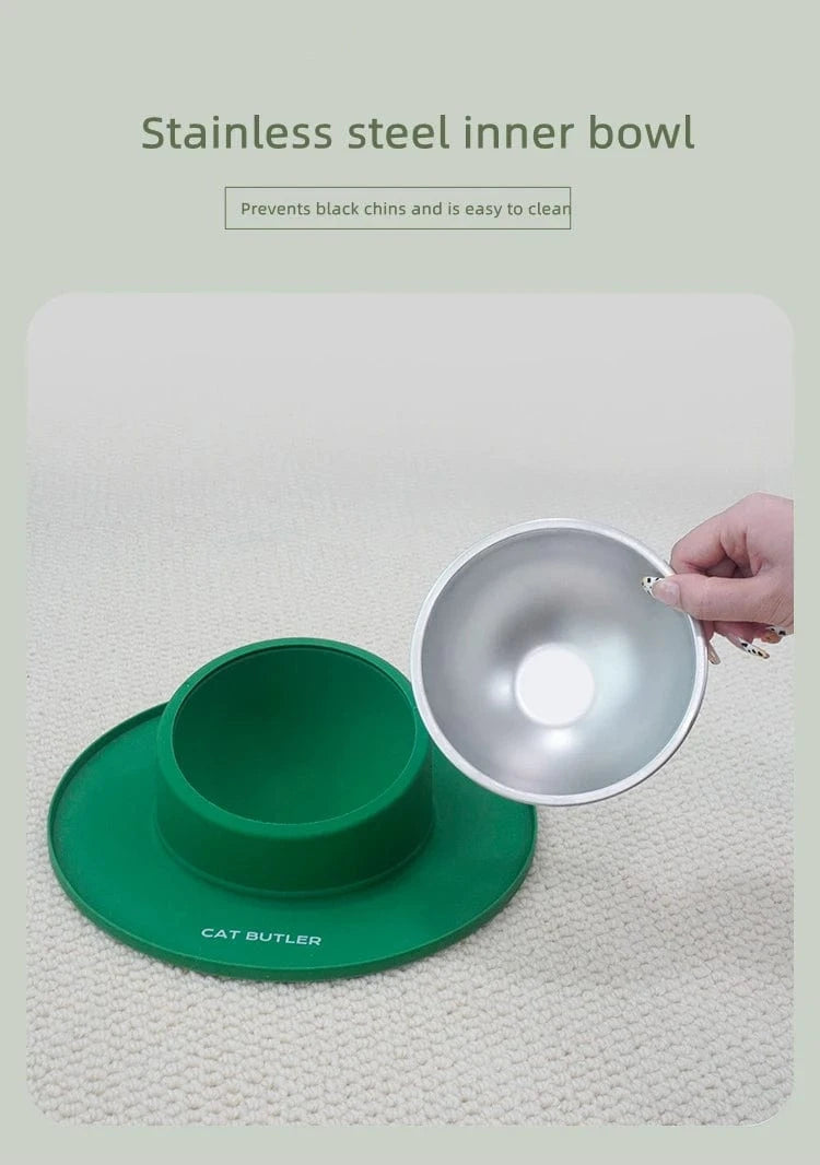 Stable and spill-proof cat bowls for indoor feeding areas