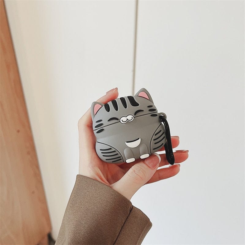 Stylish orange and grey cat Airpod case for Airpods Pro