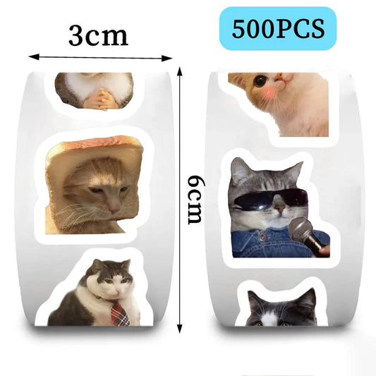 Waterproof quirky cat meme graffiti stickers pack
