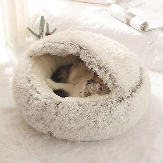 cozy enclosed cat bed for cold weather