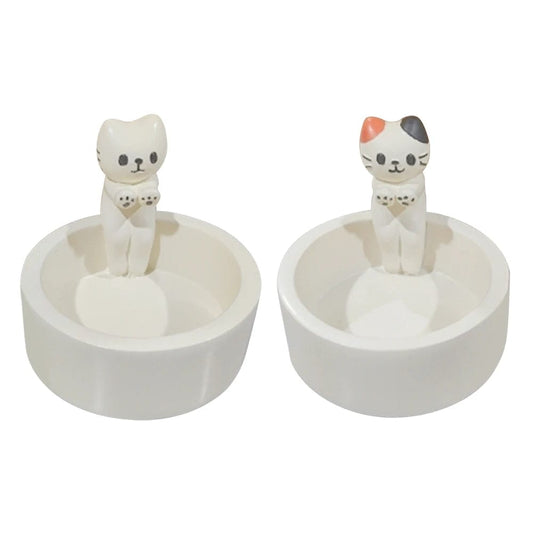 cute white resin cat candle holder gift idea