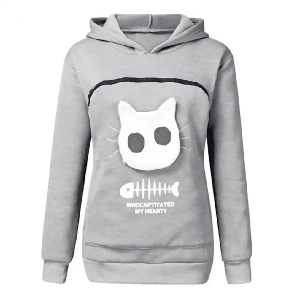 fleece hoodie with cat pouch for small pets