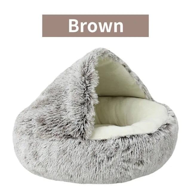 luxury plush cat bed with seashell shape