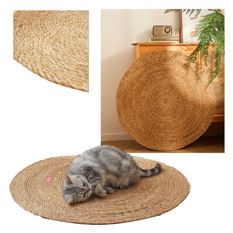 natural cattail cat scratcher mat for home
