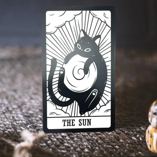 portable cat tarot card deck with expressive feline illustrations