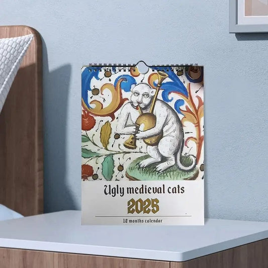 quirky medieval cat calendar 2025 for home and office