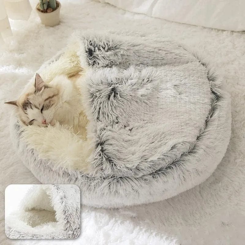 self-warming plush cat bed for winter