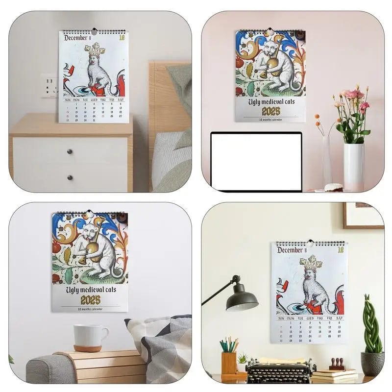 unique 2025 calendar featuring ugly medieval cats