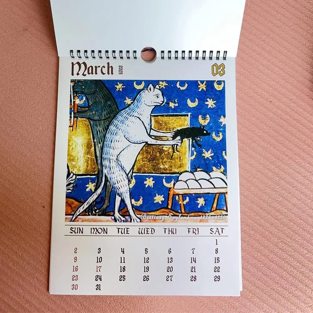 whimsical ugly medieval cats 2025 monthly calendar
