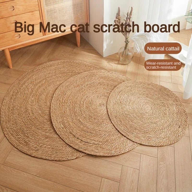 woven cattail scratcher mat for cats