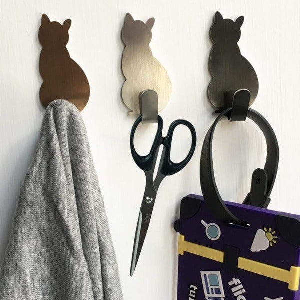 2pcs Self Adhesive Hooks Cat Pattern 2pcs Self Adhesive Hooks Cat Pattern Storage Holder for Bathroom Kitchen Hanger Stick on Wall Hanging Door Clothes Towel Racks