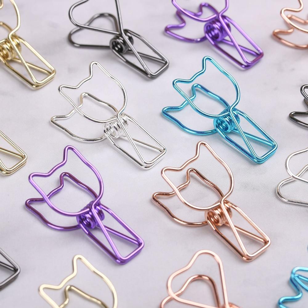 Set of 6 metal binder clips Hollowed Out Design Metal Binder Clip Long Tail Clips Office Hand Book Folder Paper Organizer Stationery Fish Clip