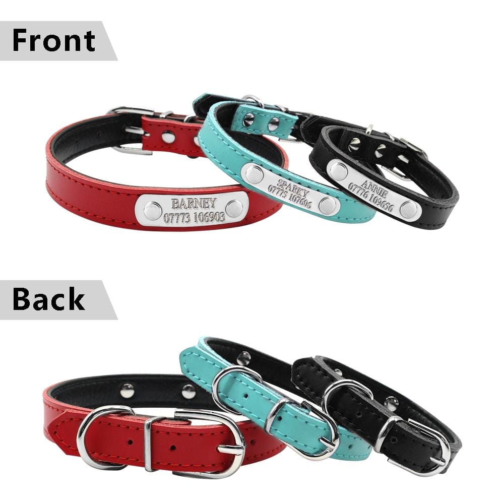 Leather Personalized Dog Collars Custom Cat Pet