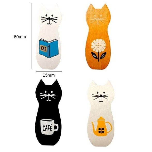 Assorted Cat Wooden Clips – 4 Pack Decorative Peg Set