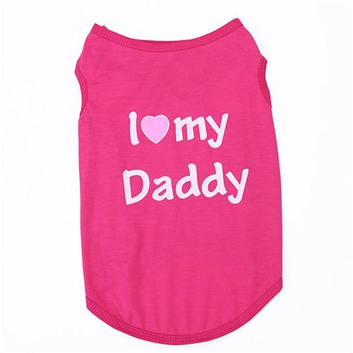 Pet Dog Cat Clothes Tee Shirts I Love Mommy Grey