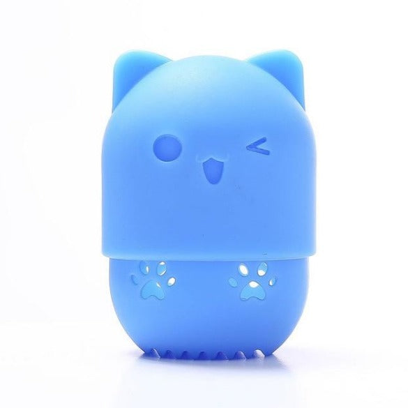 cute kitty makeup puff holder beauty blender silicon case