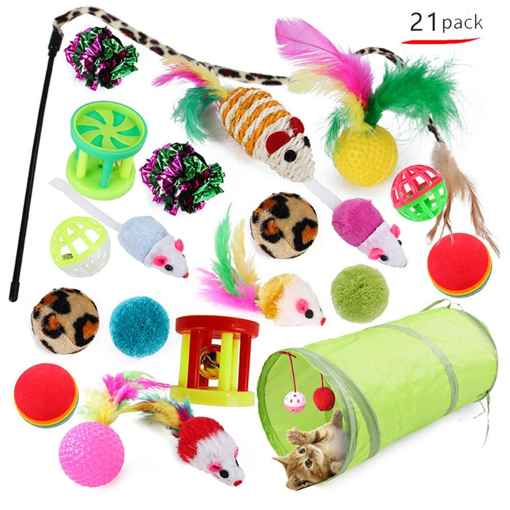 pet cats tunnel toys, cat play tunnel, tunnel toy and pet tunnel  Collapsible Pet's Long Tunnel Foldable Tube Funny toys. 21Pcs Cat Toys Kit Collapsible Tunnel Cat toy Fun Channel Feather Balls Mice Shape Pet Kitten Dog Cat Interactive Play Supplies