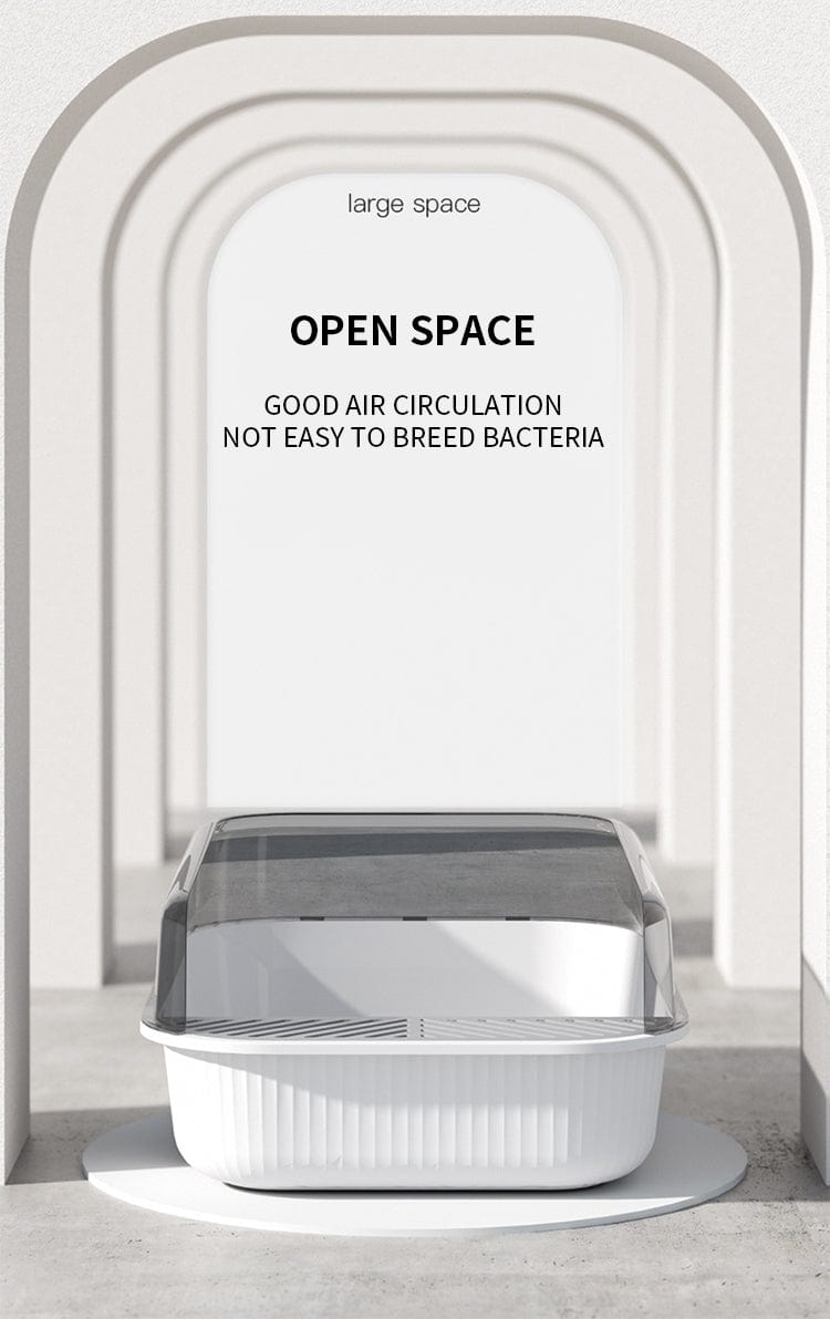 Semi-enclosed cat litter pan cat litter basin