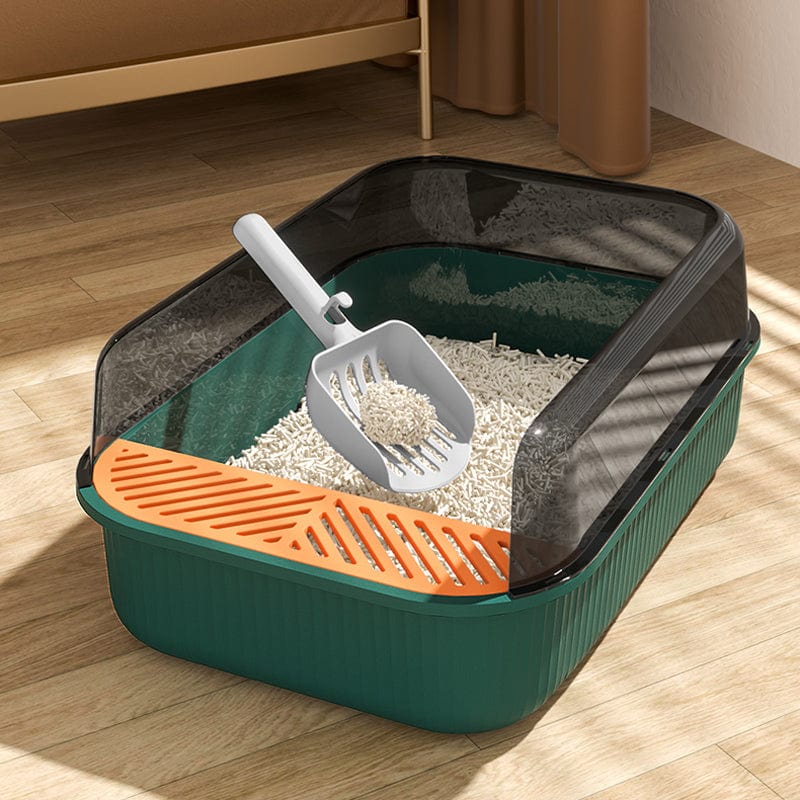 Colorful semi-closed litter box Large Capacity Cat Litter Box Semi-closed Plastic Sand Box for Cats Pet Toilet Anti Splash Cat Tray Cleaning Bath Basin Supplies