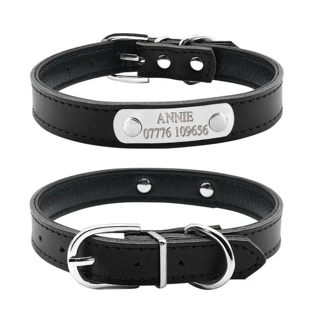 Leather Personalized Dog Collars Custom Cat Pet Name ID
